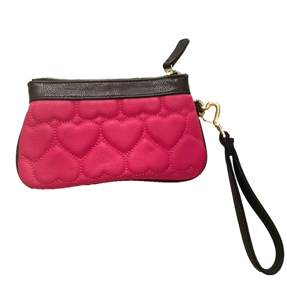 Betsey Johnson Pink and Black Heart Clutch - Picture 2 of 5